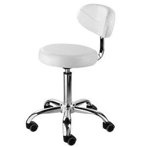 TABURETE CON RESPALDO BLANCO